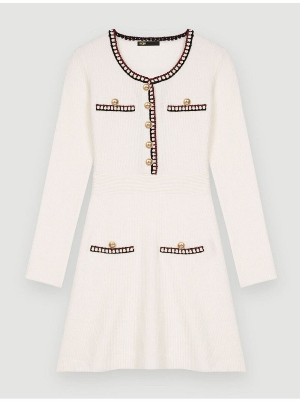 Maje “Robellow” dress in ecru Sz 40 Rib Knit Mini